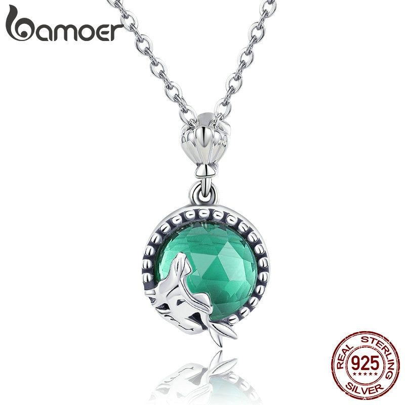 Silver Romantic Fairy Story Light Green CZ Pendant Necklaces for Women