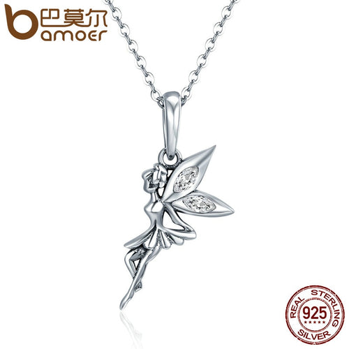 Silver Flower Fairy Long Necklace For Women