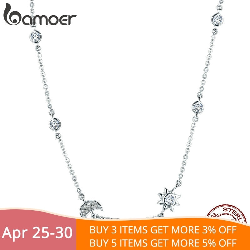 Sparkling Moon and Star Exquisite Pendant Necklaces for Women